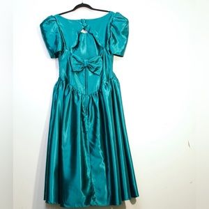 Vtg 80’s Alfred Angelo Turquoise Prom Sheeny Dress